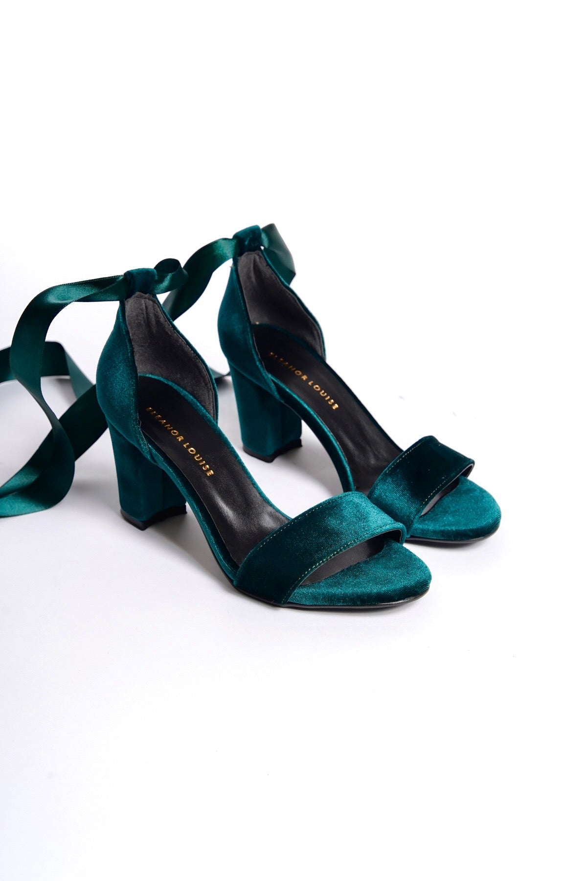 Josephine | Emerald Green Velvet Ribbon Sandals