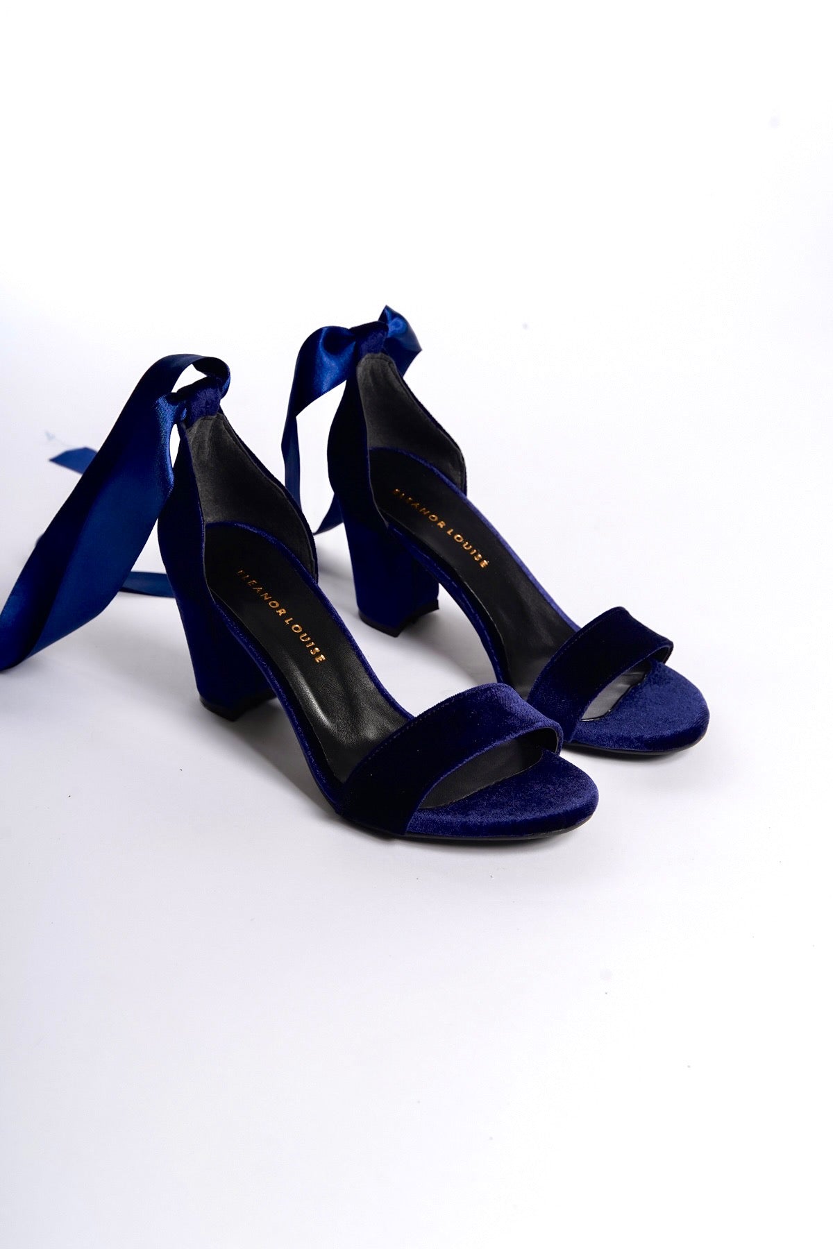 Valentina | Navy Velvet Ribbon Sandals