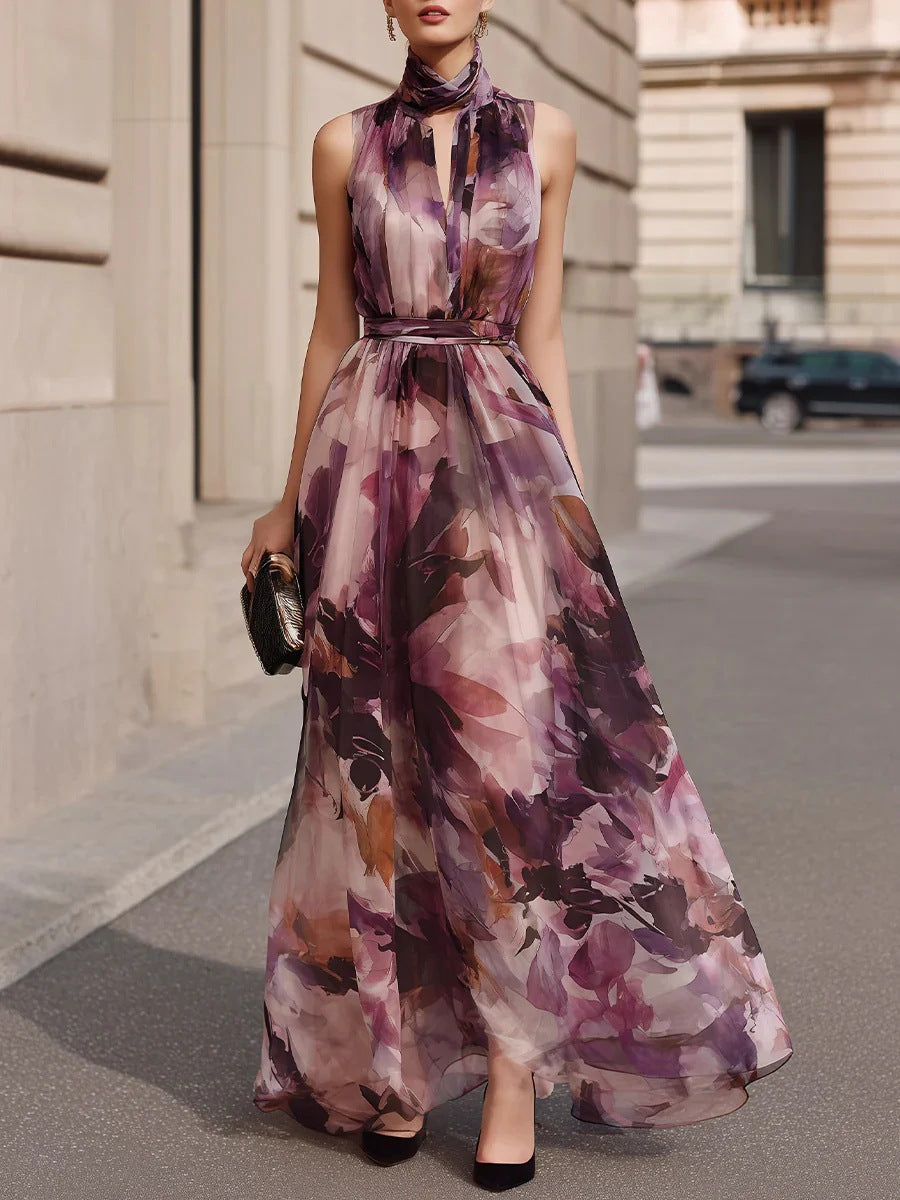 Maisie | Tie-Neck Belted Maxi Dress