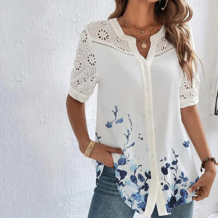 Vivian | Casual Lace Printed Blouse