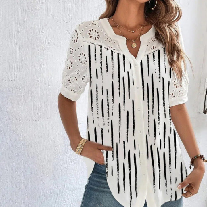 Vivian | Casual Lace Printed Blouse