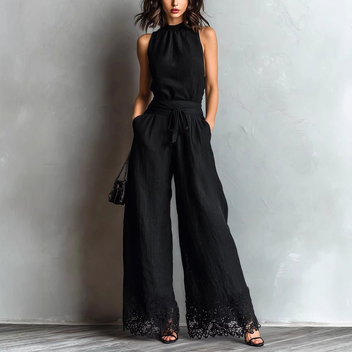 Liora | Lace-Trim Wide-Leg Jumpsuit