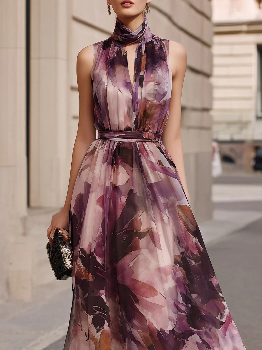 Maisie | Tie-Neck Belted Maxi Dress