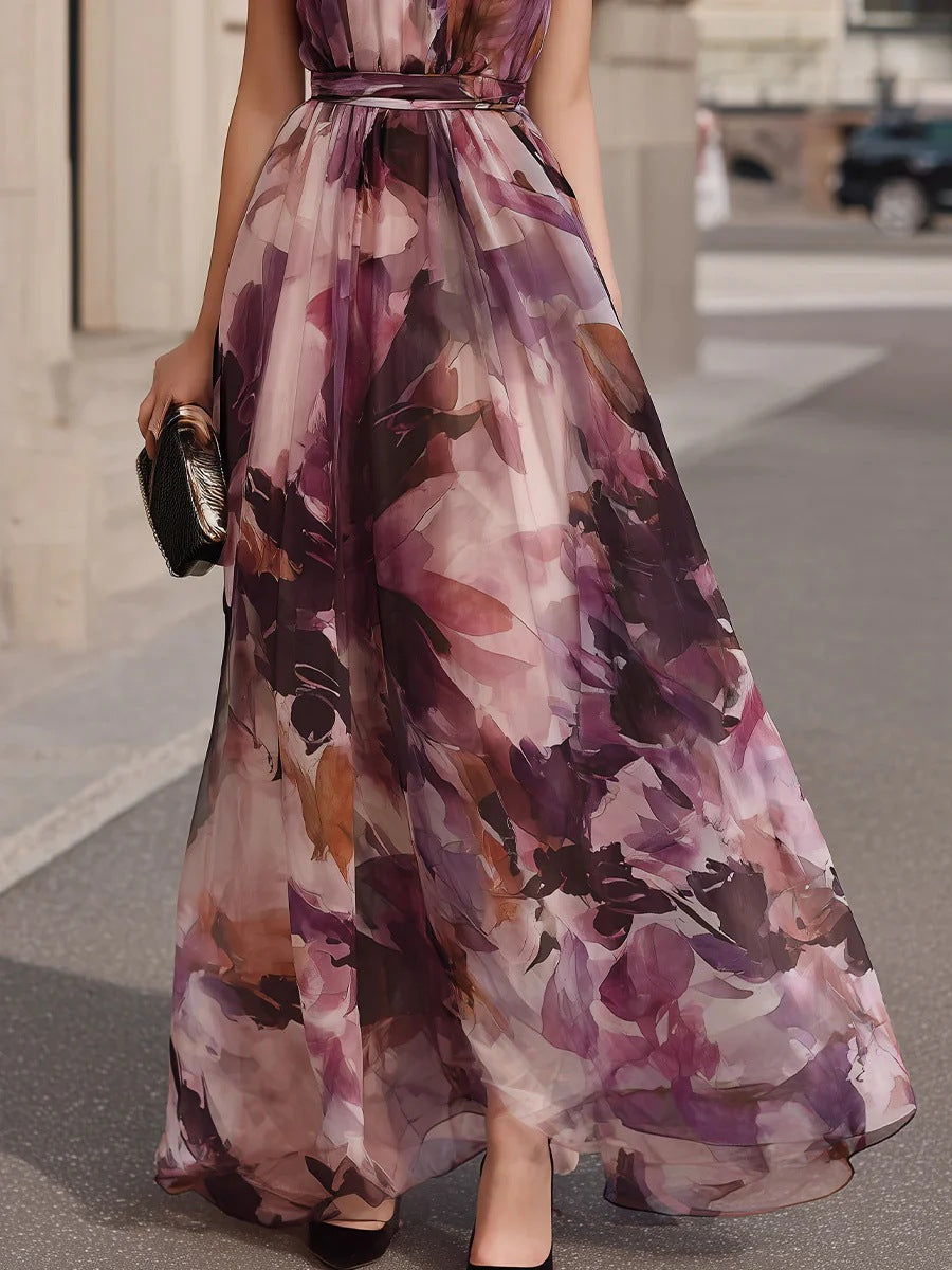 Maisie | Tie-Neck Belted Maxi Dress