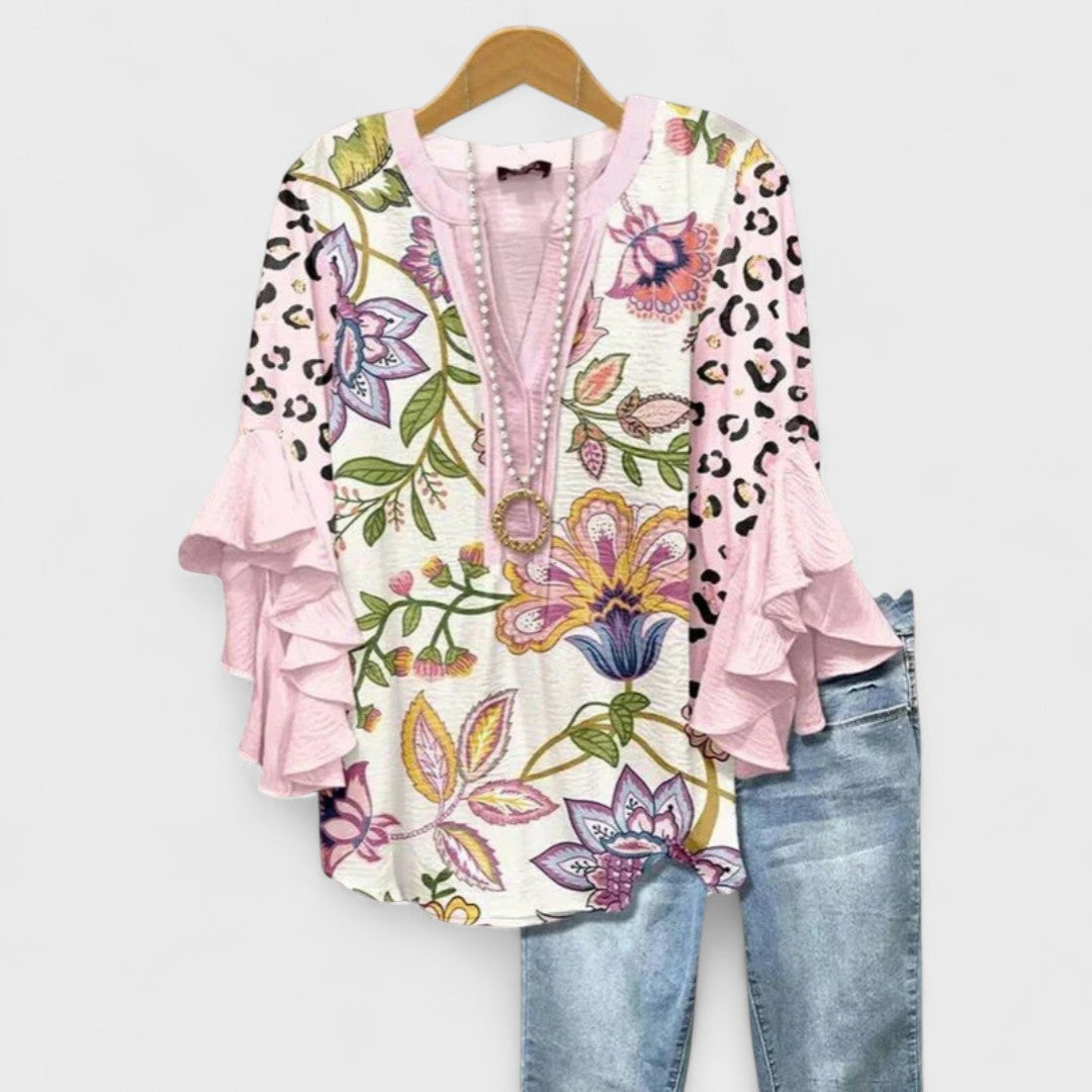Rosamund | V-Neck Ruffle Sleeve Blouse