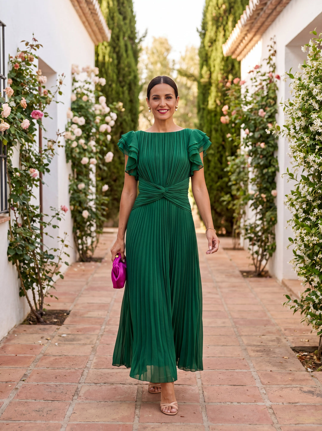 Seraphina | Elegant Pleated Maxi Dress with Tie Waist