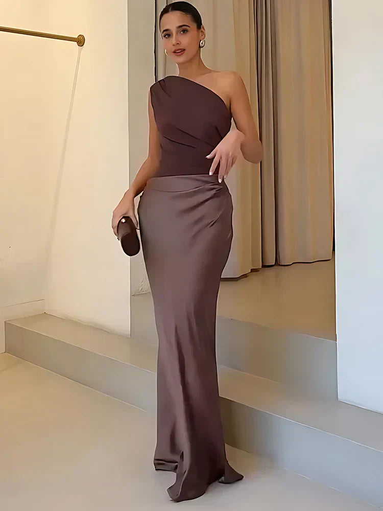 Luna™ | Satin Maxi Dress with Slit