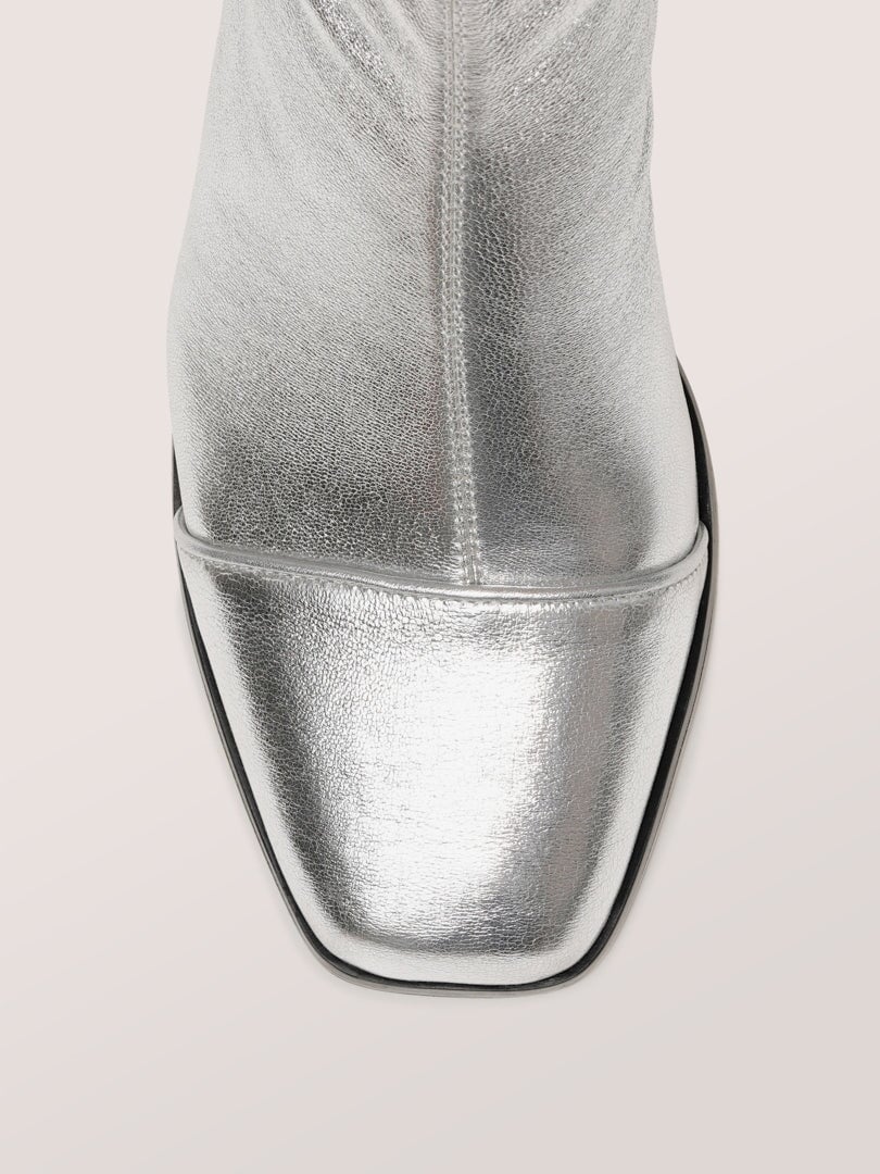Alessia | Silver Block Heel Ankle Boots