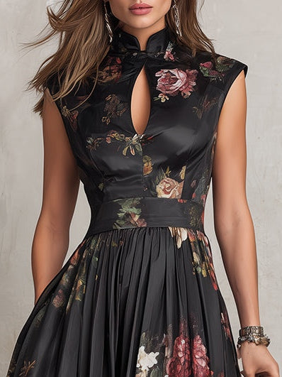 Violet | Floral High-Neck Midi Dress