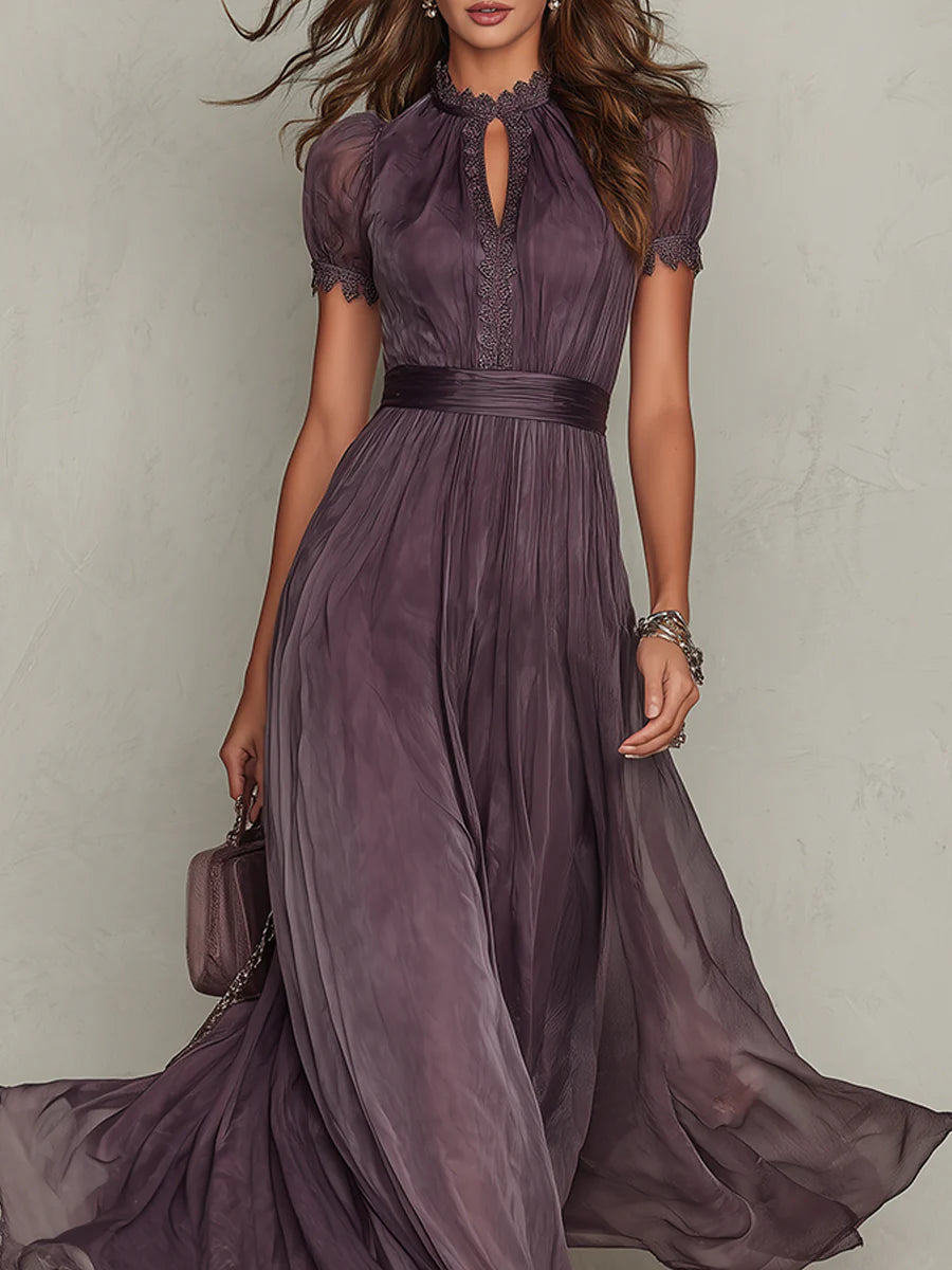 Blair | Keyhole Lace Trim Maxi Dress