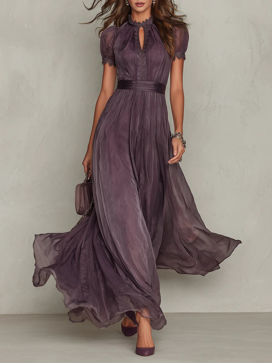 Blair | Keyhole Lace Trim Maxi Dress