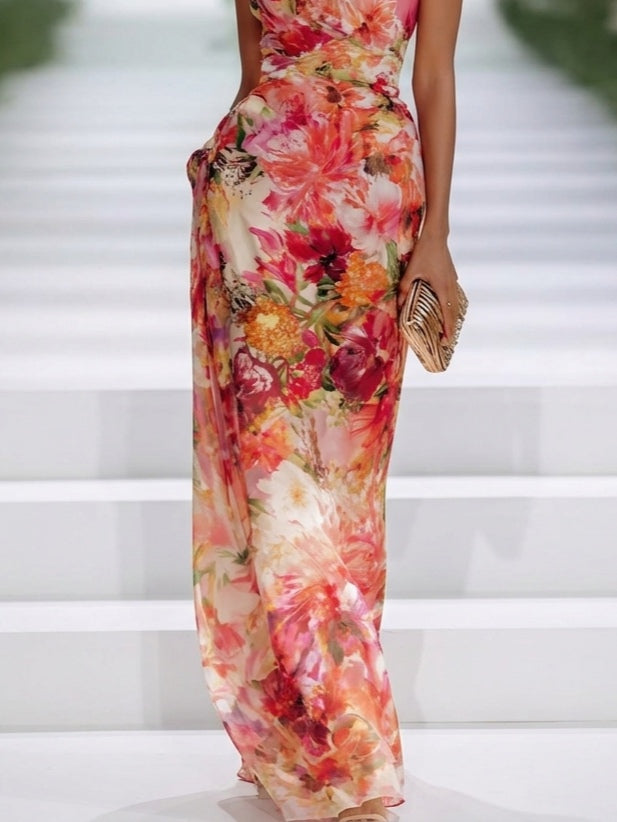 Remi | Halter Neck Floral Maxi Dress