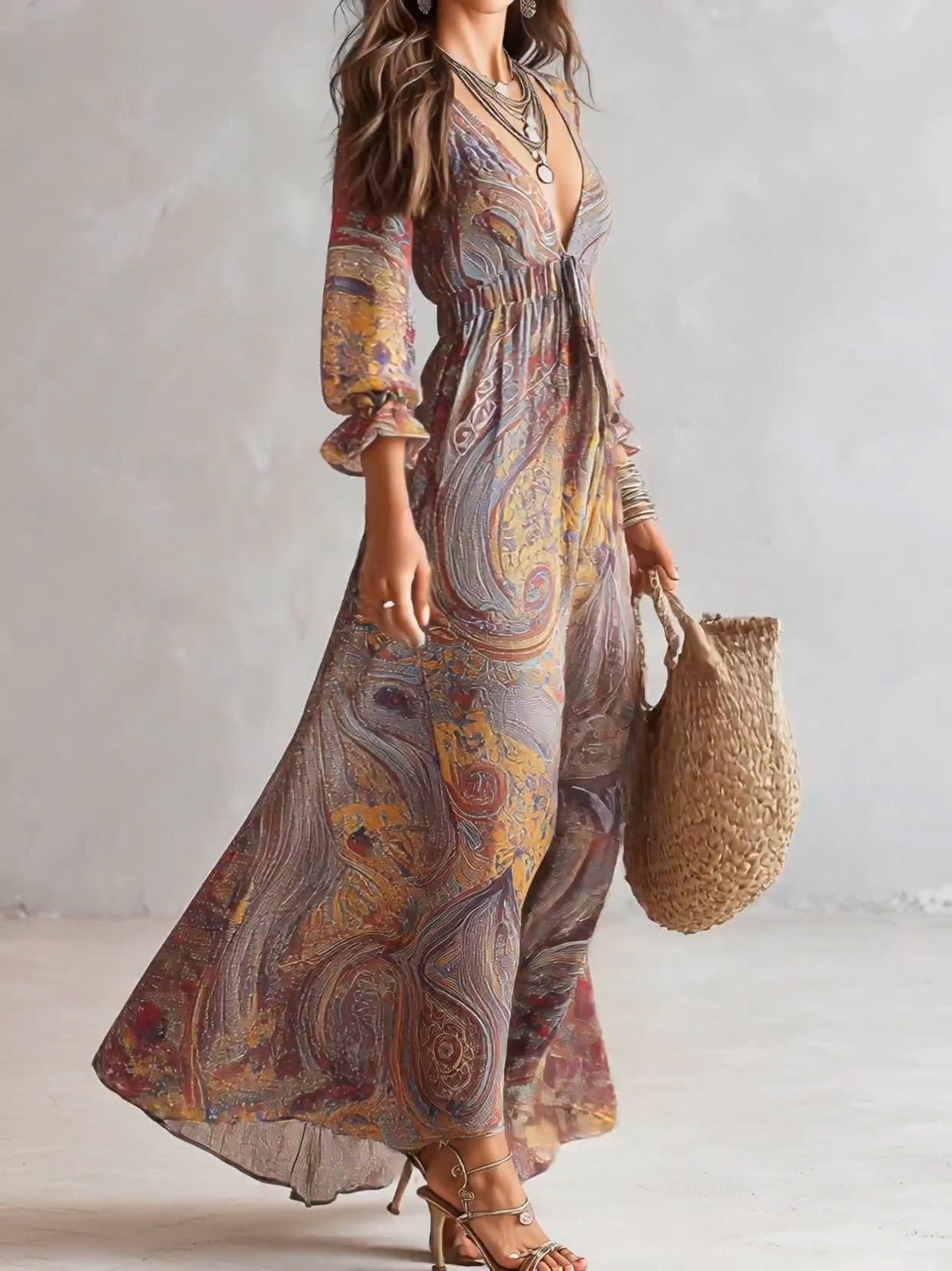 Elowen | Paisley V-Neck Maxi Dress