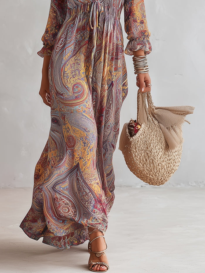 Elowen | Paisley V-Neck Maxi Dress