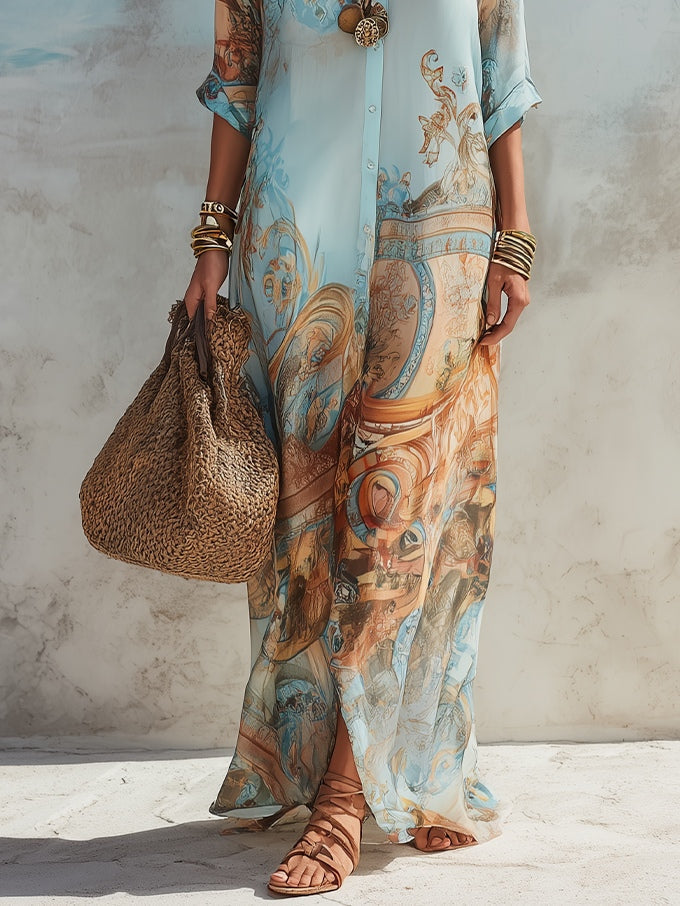 Georgia | Floral Shirt Maxi Dress