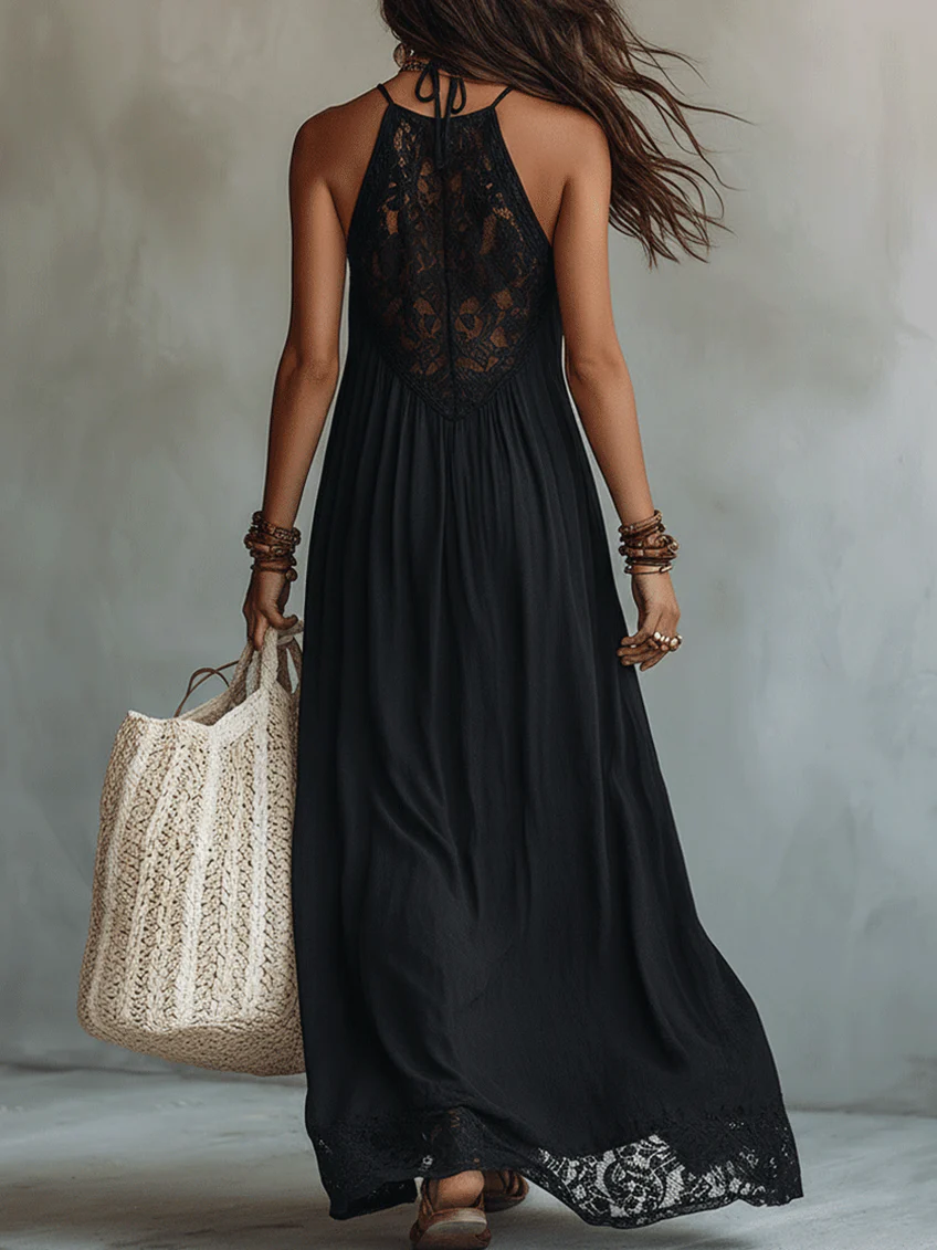 Aria | Lace-Trimmed Maxi Dress