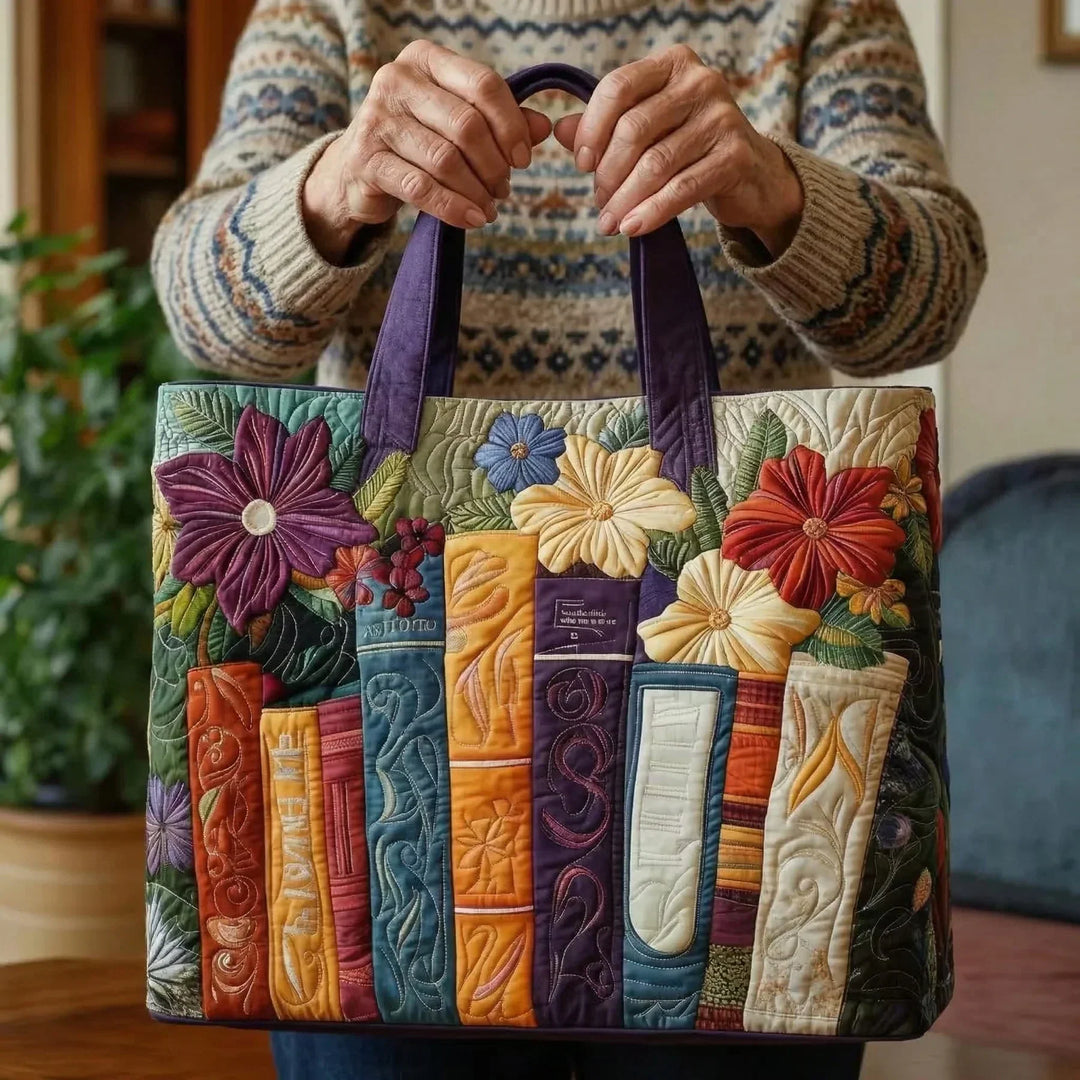 Quilted Tote Bag - Book Lovers