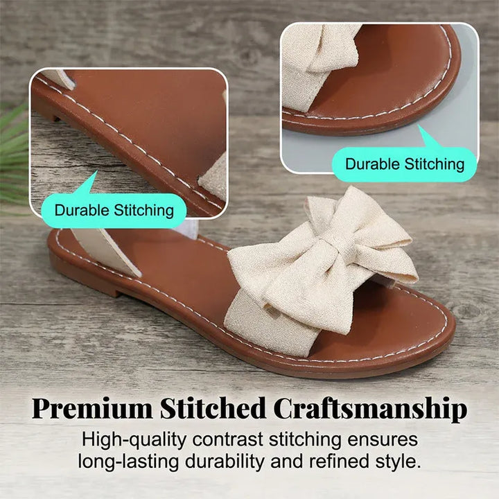 Rosalie - Bow Accent Slingback Flat Sandals