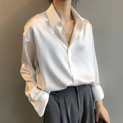Rosalind satin button-up shirt in white