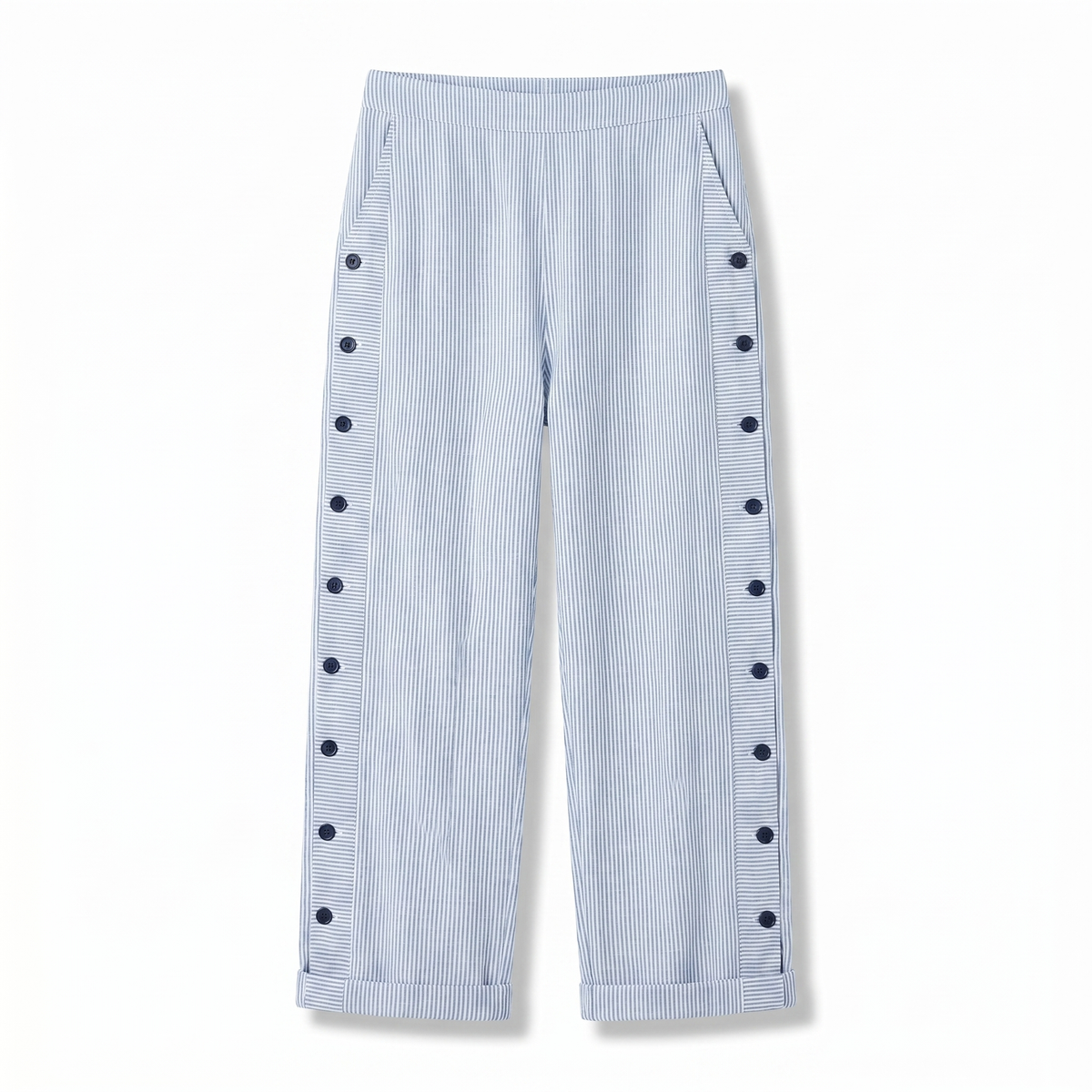 Philippa | Pinstripe Button Panel Trousers