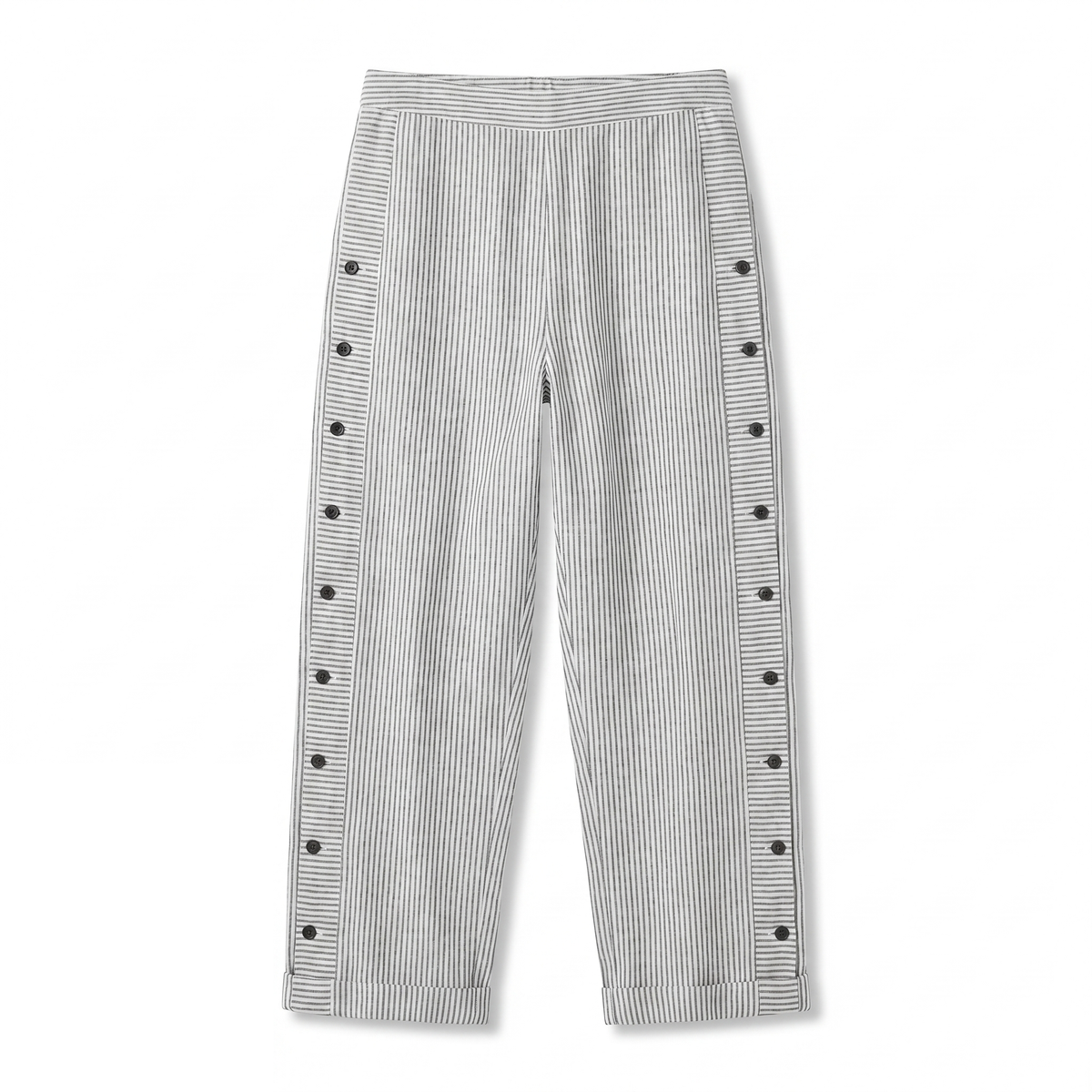 Philippa | Pinstripe Button Panel Trousers
